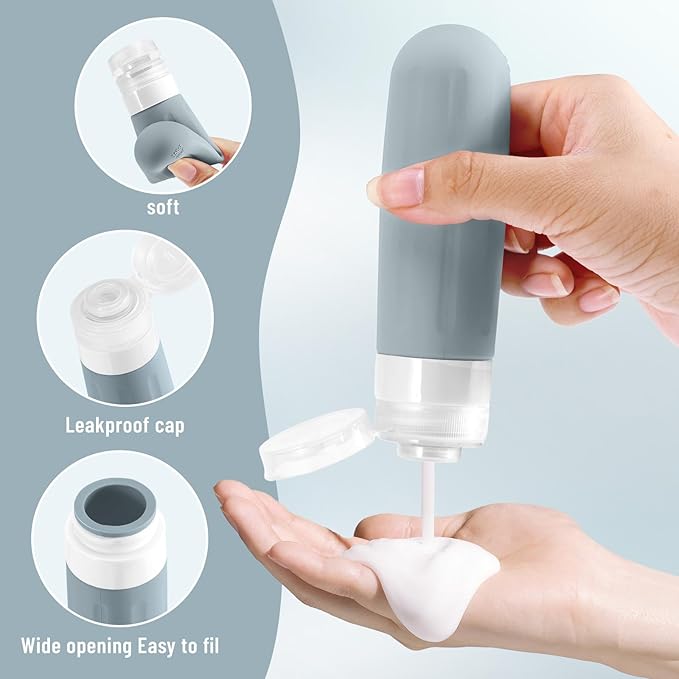 Landisun Travel Size Toiletries Essentials Bottles 18Pack Containers Travel-Bottles Leak Proof Black