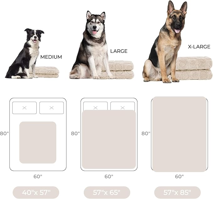 Luciphia Waterproof Dog Blanket for Medium Large Dogs Washable Bed Couch Protector Soft Fluffy 3D Heart Jacquard Pet Blanket with Sherpa Fleece Cozy Calming Throw Blankets, Beige 65x57 inch