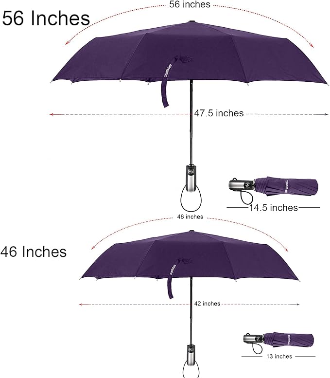 TradMall 3 Pack Travel Umbrella Windproof Portable 46/56 Inches Large Canopy Auto Open & Close