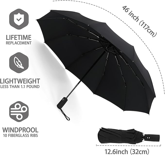 Windproof Travel Umbrella - Automatic, Compact, Windproof