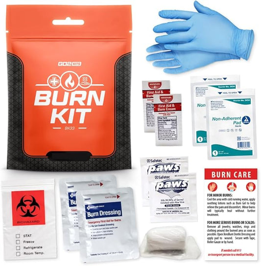 Advanced Burn Kit, Comprehensive Burn First Aid Kit with Dressings, Burn Cream & Gauze, Portable First Aid Kit for Home, Office, Car & Travel, 5-Pack (BK33)