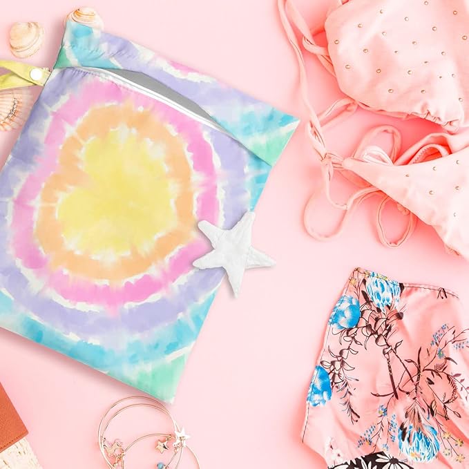 Wet Bag, Wet Dry Bag, Wet Bag for Swimsuit, Travel, Beach, Pool, Diapers, Dirty Yoga Gym Clothes, Toiletries, Makeup Bag, Waterproof Hippie Retro Flower Decor for Women Birthday, 2 Pcs Set.