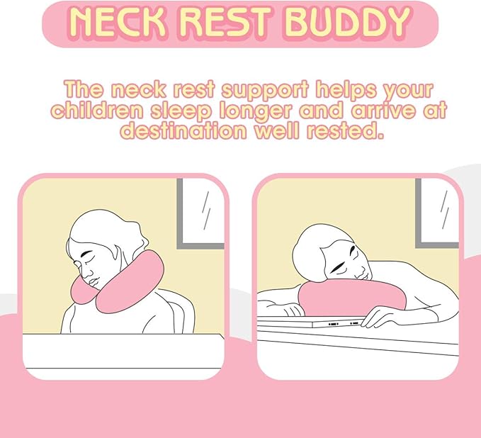 H HOMEWINS Travel Pillow for Kids,Cute Animal Toddler Neck Pillow for Boys Girls,Soft Neck Head Chin Support Pillow,Travel Accessories for Airplane, Car, Train,Recline (Unicorn)