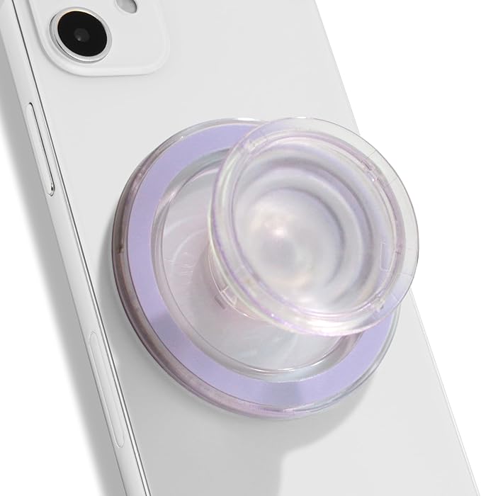 OnTheGrip Compatible with Magsafe Magnetic Authentic Translucent Color Design Collapsible Mobile Phone Grip Stand Holder for Smartphone Tablet Cell Phone Accessory (Violet)