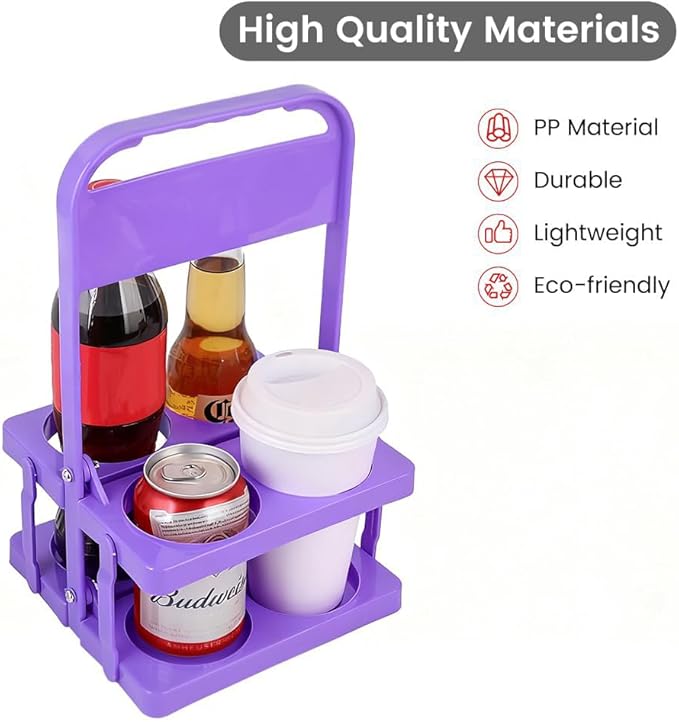 musbus Reusable Drink Carrier with Handle for Delivery Drivers, Portable Cup/Coffee Holder Accessories for Delivery, Foldable Drinks Caddy with Tray, Car Durable Plastic Festive Bottle, Vacation