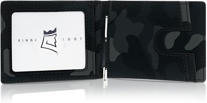 Kings Loot Trackable Airtag Wallet for Men | RFID Blocking Leather Design with Airtag Holder, Money Clip & Pull Tab | Minimalist Air Tag Wallets