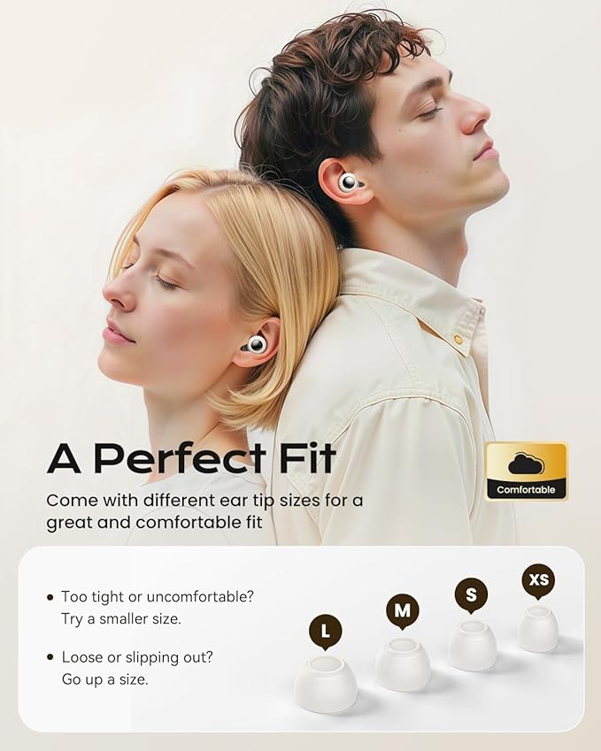 ESSAGER Ear Plugs for Sleeping Noise Cancelling, Reusable Silicone Earplugs for Sleep, Deep Focus, Travel, High-Fidelity Hearing Protection, 45-49dB Noise Reduction,White