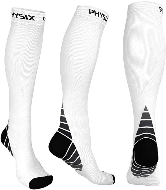 Physix Gear Compression Socks 20-30 mmHg - Men & Women - Running, Nurses, Shin Splints, Flight, Travel