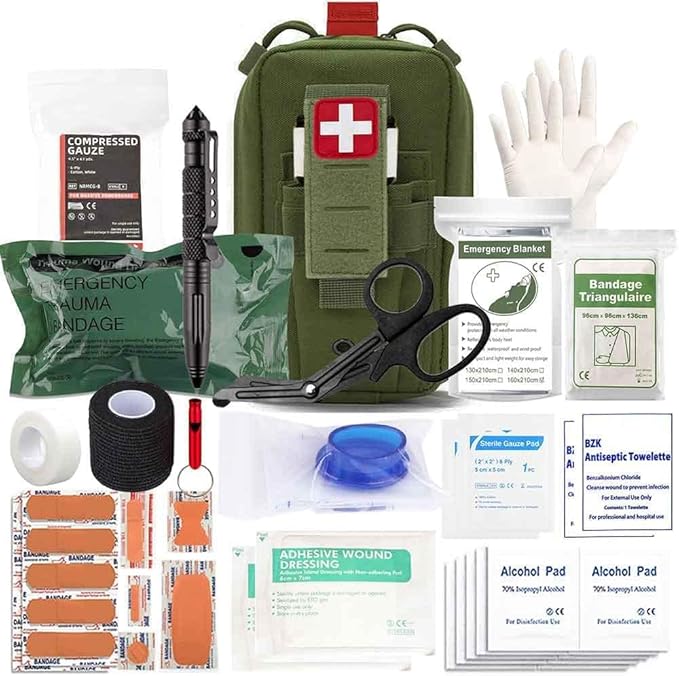 Tactical Trauma Kit Emergency First Aid Stop The Bleed Ifak Refill, Ifak Med Kit Trauma Refill Military Medical Supplies Kit Pack for Duty Belt