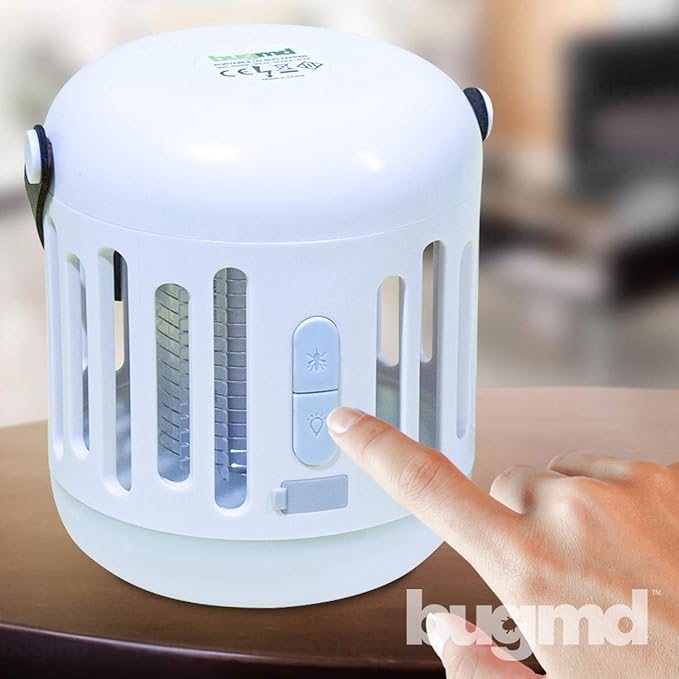 BugMD Zap Trap, Battery or USB Powered 2-in-1 Lamp and Bug Zapper with UV and LED Light, Portable Light for Indoor Spaces