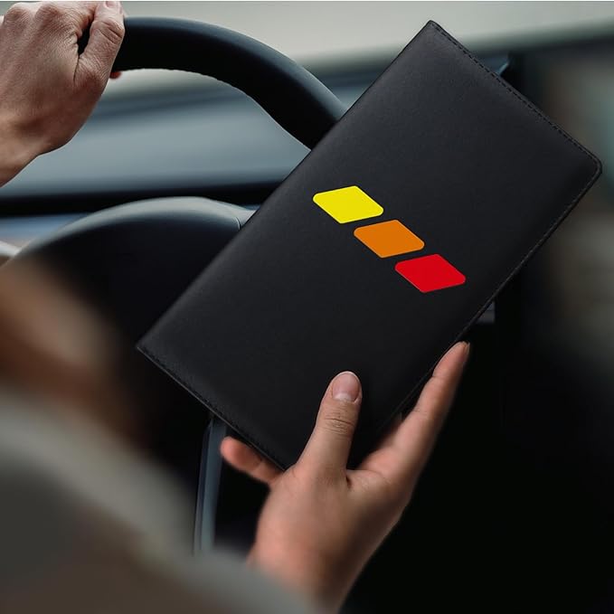 Tri-Color Sports Car Leather Registration and Insurance Holder, Vehicle Glove Box Car Organizer, with Magnetic Shut for Cards, Driver License for 3 Colors Cars Owner