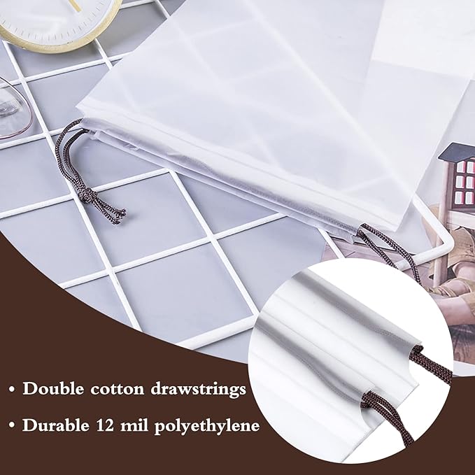 50 Pcs Translucent Travel Shoe Bags,Large Clear Shoe Bags for Storage,Protable Shoes Pouch Storage Organizers with Rope,Clear Drawstring Dust Bags for Packing,Men and Women