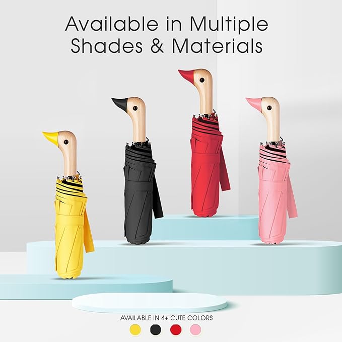 Duck Umbrella - Compact Travel Umbrella with a Cute Duck Head Handle for Women