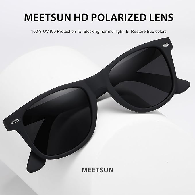 MEETSUN Polarized Sunglasses for Women Men Classic Retro Trendy Driving Sun Glasses UV400 Protection (3 Pack)