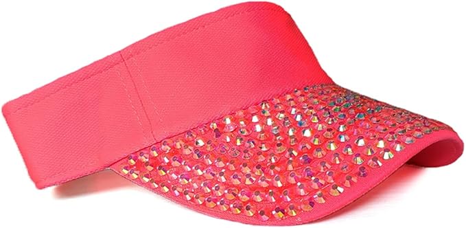 Sparkle Glitter Summer Rhinestone UPF 50+ Bling Ladies Sun Visor for Women Outdoor Sports Fashion Golf Hat