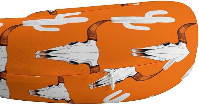 Luxurious Memory Foam U-Shape Pillow, Longhorn Cattle Cow Texas Skull Cactus U-Shaped, Neck & Head Support for Travel Airplane Office Sleep, Washable Cover Comfort