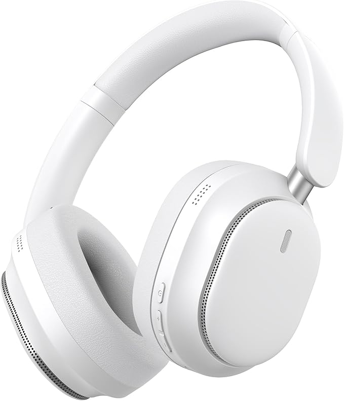 Hybrid Active Noise Cancelling Headphones, Over Ear Bluetooth 6.0 Wireless Headphones, 50H Playtime, Deep Bass, HiFi Stereo Sound（White）