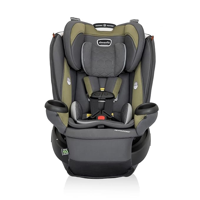 Evenflo Revolve360 Extend Convertible Car Seat with 360 Degree Rotation, Extended Rear-Facing, Forward-Facing, Booster Mode, and Secure Latch Install, Rockland Green