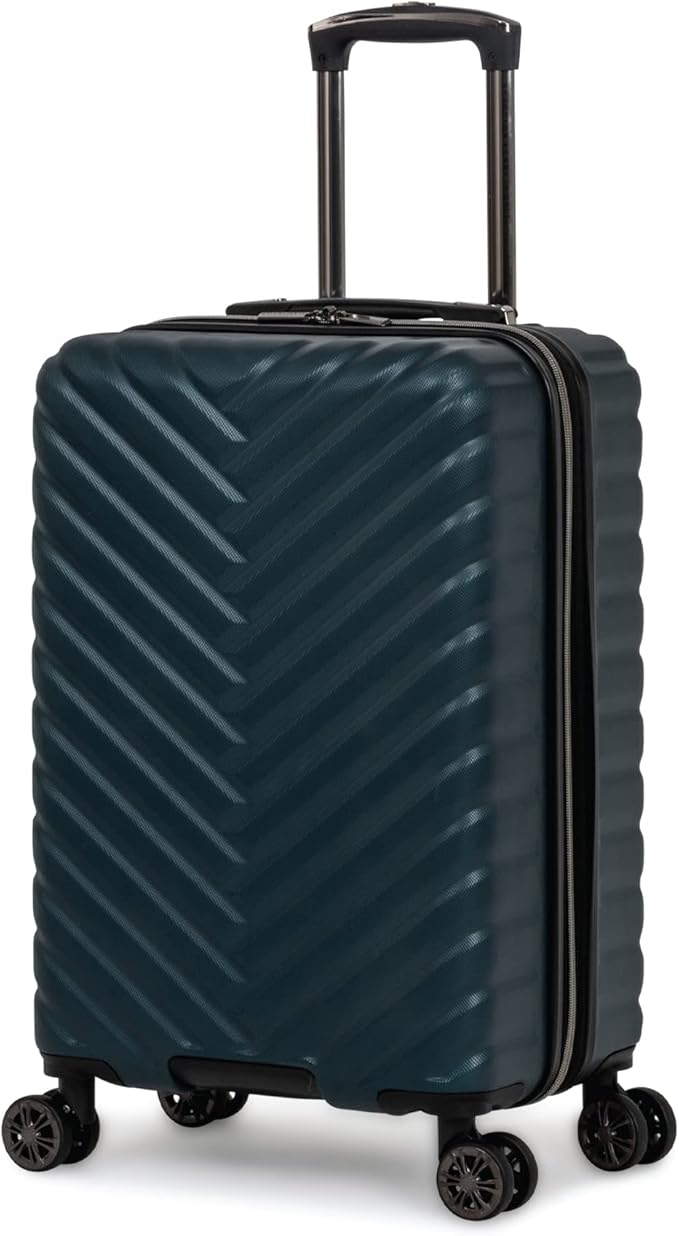Kenneth Cole REACTION Madison Square Lightweight Hardside Chevron Expandable Spinner Luggage, Emerald, 20-Inch Carry On
