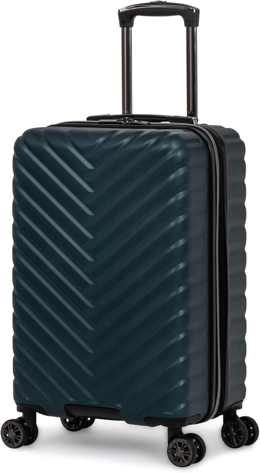 Kenneth Cole REACTION Madison Square Lightweight Hardside Chevron Expandable Spinner Luggage, Emerald, 20-Inch Carry On