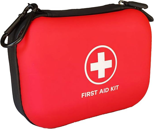 First Aid Kit 196 Piece Waterproof Hard Shell Portable Survival Kit for Home, Camping, Cars, Hiking, Travel, Outdoor, Adventure Emergency Medical Kits (Red)