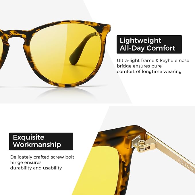 SUNGAIT Premium Vintage Round Sunglasses for Women Men Classic Retro Trendy Style