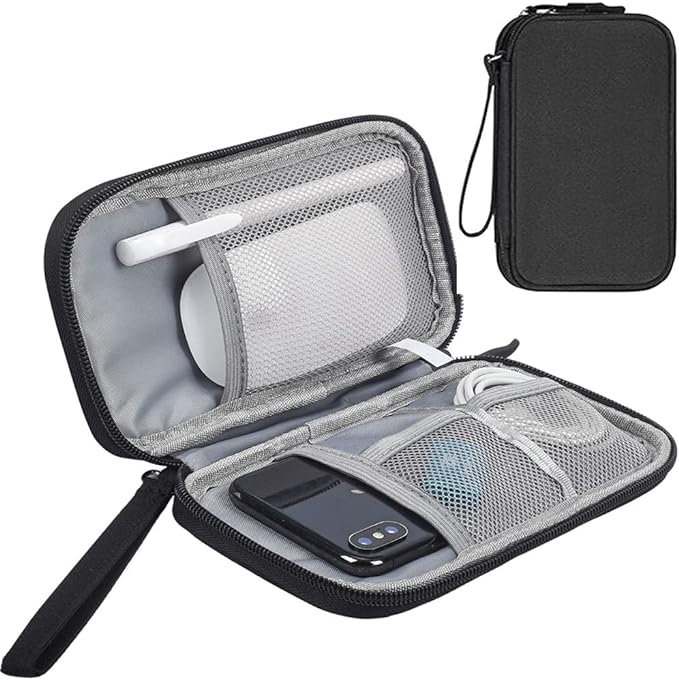 Electronics Accessories Bag / Electronic Organizer Case, Durable Small Electronics Accessories Storage Bag for Various USB, Cables, Hard Drive, Phone, Cords and Power Travel Gadget Carry Bag, Black