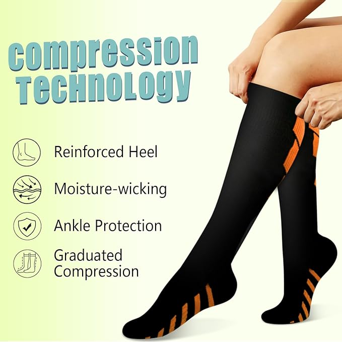 Copper Compression Socks 15-20 mmHg for Men & Women 8 Pairs – Circulation Support for Nurses, Travel, Running, Hiking, Soccer