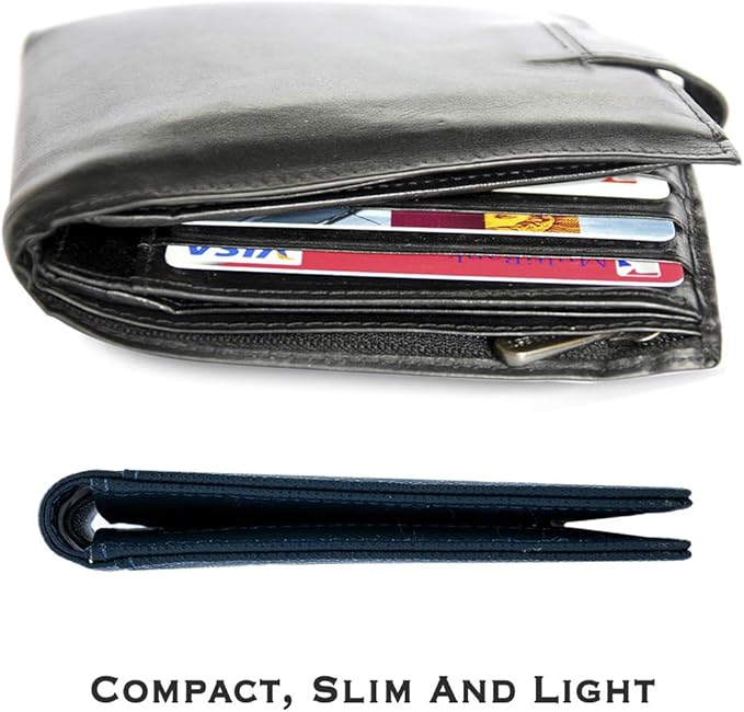 YBONNE Functional Compact RFID Blocking Bifold Wallet for Men, Made of Finest Genuine Leather