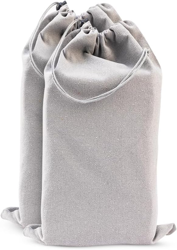 LFH Cotton Rich Shoe Storage Bags with Drawstring, Dustproof Breathable Reusable Organizer, Perfect For Travel, Dorm, Hotel, College, Gym, Easy to Carry, Machine Washable 8"x17" (Pack of 2) - Grey