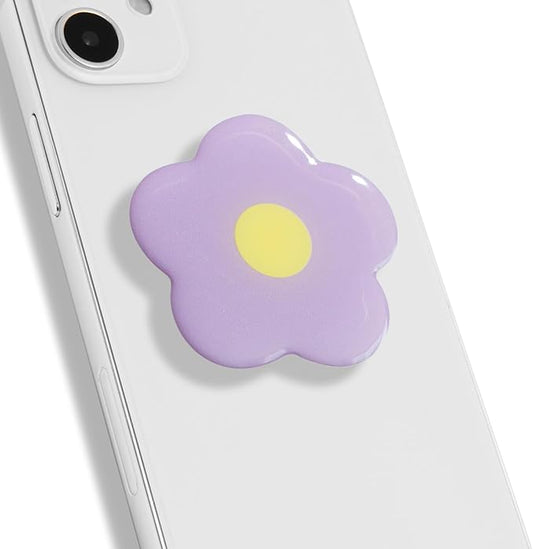 OnTheGrip Cute Solid Color Daisy Flower Design Collapsible Mobile Phone Grip Stand Holder for Smartphone Tablet Cell Phone Accessory (Violet)