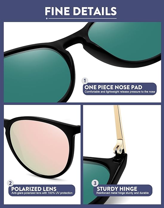 Retro sunglasses womens 2024 trendy round classic glasses