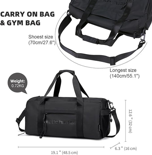 Small Gym Bag Duffel Bag for Men Women with Shoe Compartment Ideal for Sports,Travel,and Overnight Trips, Athletic Gear Workout Weekender Bags, Black