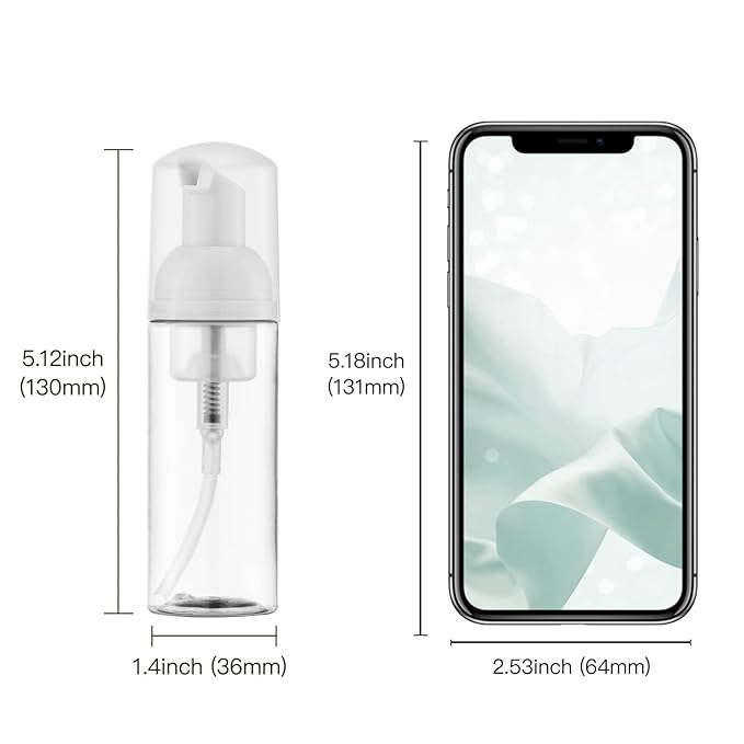 2oz Foam Pump Bottle (30PCS) Empty Travel Foaming Dispenser for Hand Soap, Lash Cleanser, Shampoo (60ml, Clear