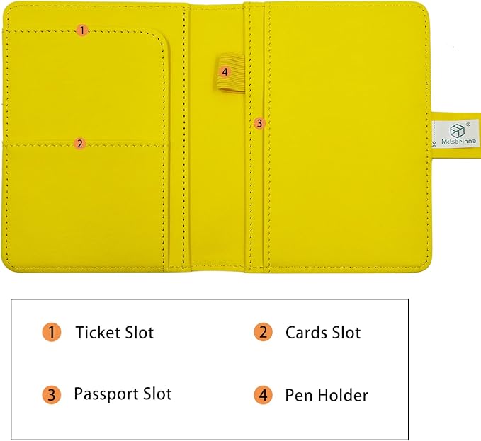 Melsbrinna Premium Leather Passport Holder Covers Case, Waterproof Rfid Blocking Travel Wallet Passport Holder with Pen Holder, Cute Passport Book for Women/Men