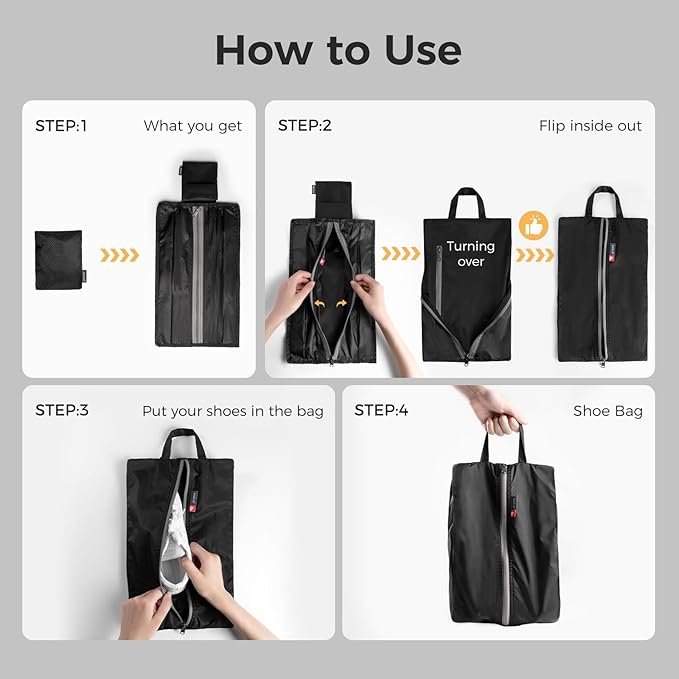 pack all Foldable Shoe Bag for Travel, Water-Resistant Ultralight Shoe Pouch for Gym, Odor-Resistant Soccer Cleats Bag for Sport (Dual Pocket Version)