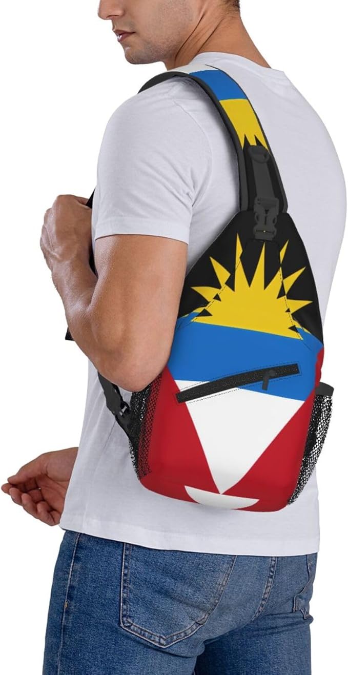Antigua And Barbuda Flag Sling Bag Multipurpose Crossbody Sling Backpack Travel Cycling Hiking Shoulder Bag For Women Men
