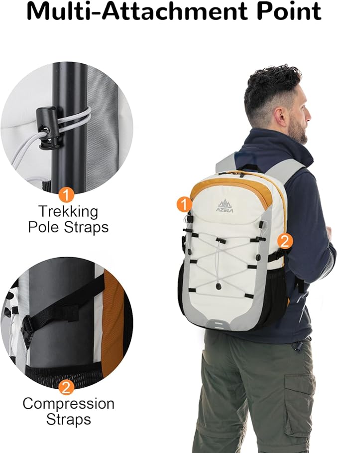 20L Small Waterproof Hiking Backpack with Chest Strap for Men Women, Lightweight Outdoor Daypack, Gray