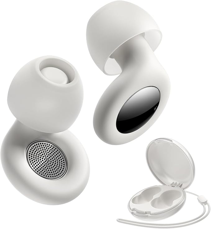 ESSAGER Ear Plugs for Sleeping Noise Cancelling, Reusable Silicone Earplugs for Sleep, Deep Focus, Travel, High-Fidelity Hearing Protection, 45-49dB Noise Reduction,White