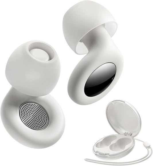 ESSAGER Ear Plugs for Sleeping Noise Cancelling, Reusable Silicone Earplugs for Sleep, Deep Focus, Travel, High-Fidelity Hearing Protection, 45-49dB Noise Reduction,White