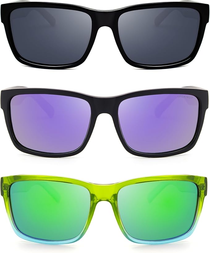 LECKIRUT Vintage Polarized Sunglasses for Men Women Retro Oversized Square Mirror Sun Glasses