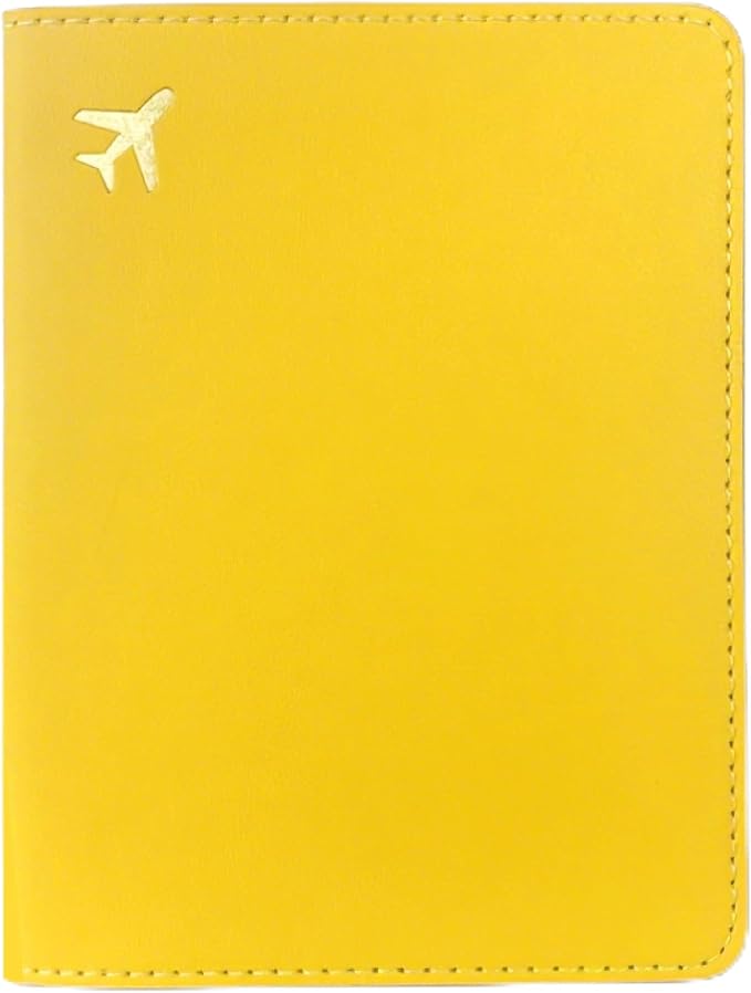 PU Leather Passport Holder Covers Case, Waterproof Rfid Blocking Travel Wallet Passport Holder(Lemon Yellow)
