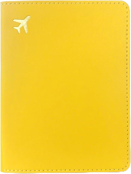 PU Leather Passport Holder Covers Case, Waterproof Rfid Blocking Travel Wallet Passport Holder(Lemon Yellow)