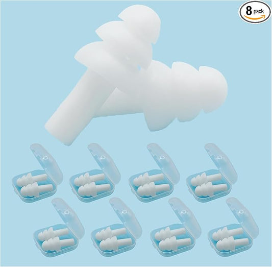 Earplugs for Sleeping Noise Cancelling, Reusable Ear Plugs– Super Soft, Silicone Ear Plug, for Sleeping 8 Pairs, Swimming, Snoring, Concerts, Work, Noisy Places (8 Colors)