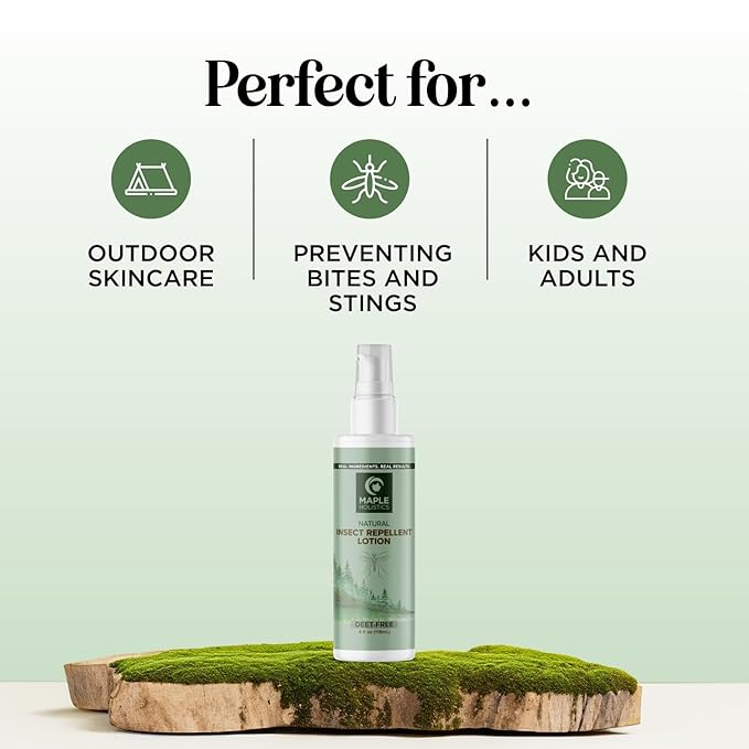 Bug Repellent Lotion for Adults & Kids - DEET Free Insect Repellent Lotion for Ticks & Mosquitoes - Made with Citronella & Lemongrass - Dermatologist Tested - Light Scent Vegan & Cruelty Free (4oz)