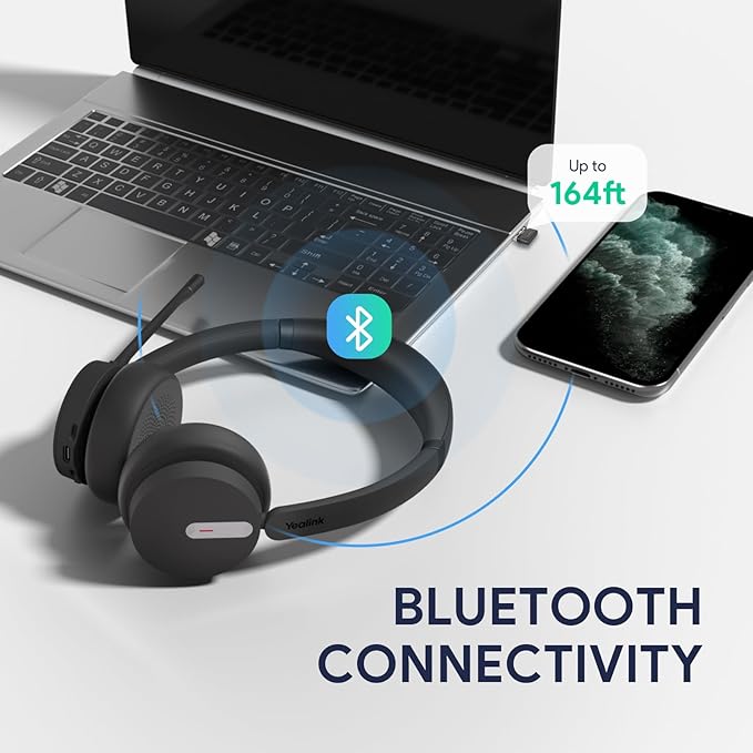 Yealink BH70 Dual Wireless Headset with Mic for Work, Bluetooth Headphone with Teams Certification, up to 35h Talk Time, 147g All-Day Wearing Comfort, Perfect for Open Office Home Hybrid Work