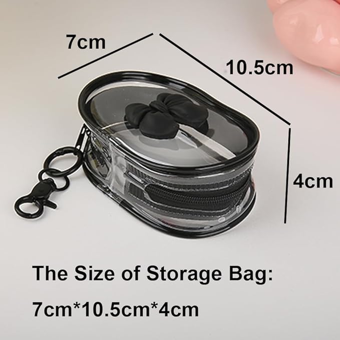 Charging Cable Storage Bag, Cute 3D Bow Tie Waves Design Transparent Compact Travel Cables Carrying Storages Case Electronic Accessories Charger Cord Wire Organizer, Black Bow