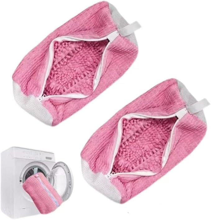Laundry Shoe Bags for Washing Machine, 2Pcs Shoe Washing Machine Bag Shoe Laundry Bag for Washer and Dryer (Pink-2Pcs)