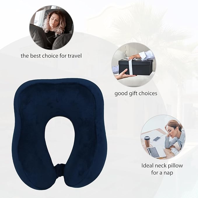 Hump Ultra-Soft Travel Pillow, High-end Memory Foam Neck Pillow, Double Support for Neck, Head and Chin, 360° Ergonomic Design Full Neck wrap Pillow, Suitable for Office, Airplane and car