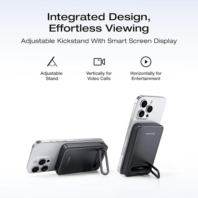 EF ECOFLOW Rapid Mag Power Bank 10,000mAh, Qi2 Certified 15W Wireless Charging, 0.6'' Ultra-Slim Magnetic Portable Charger, Fast Charging Magsafe-Compatible Battery for iPhone 17/16/15, Galaxy, Black
